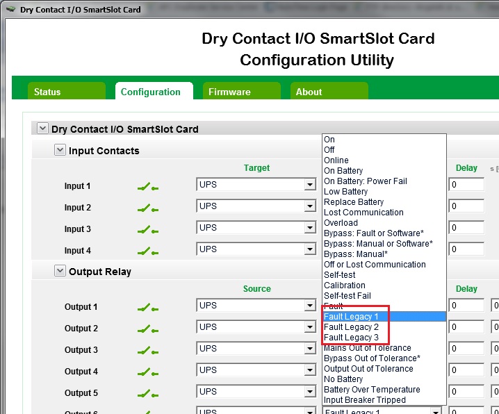 SmartSlot Card Configuration screen