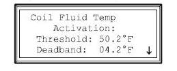 Coil fluid temperature activation threshold