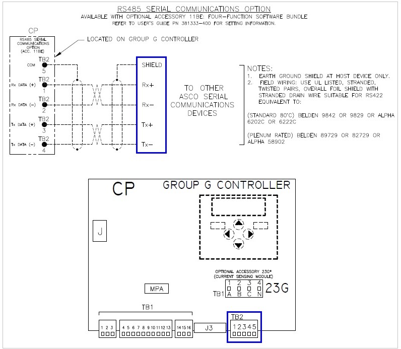 How to communicate with the Series 300 Group G controller via RS485? | ASCO  Power Technologies USA  Asco Group 5 Controller Wiring Diagram    ASCO Power Technologies