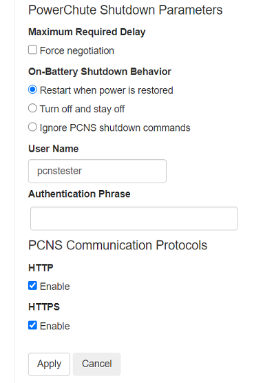 PowerChute Shutdown Parameters for NMC firmware 6.8 and above