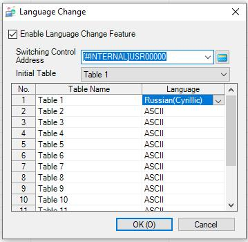 GP-PRO EX - Menú Common Settings -> Text Table -> Change language - Configuración de las tablas de texto para cambiar de idioma