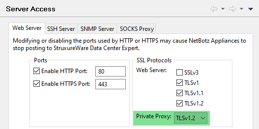 Private Proxy TLS Settings
